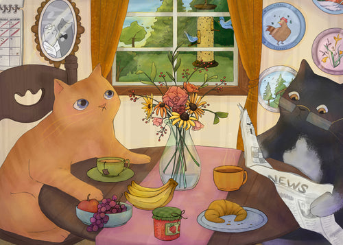 Cats Having Breakfast | 70-Piece Jigsaw Puzzle